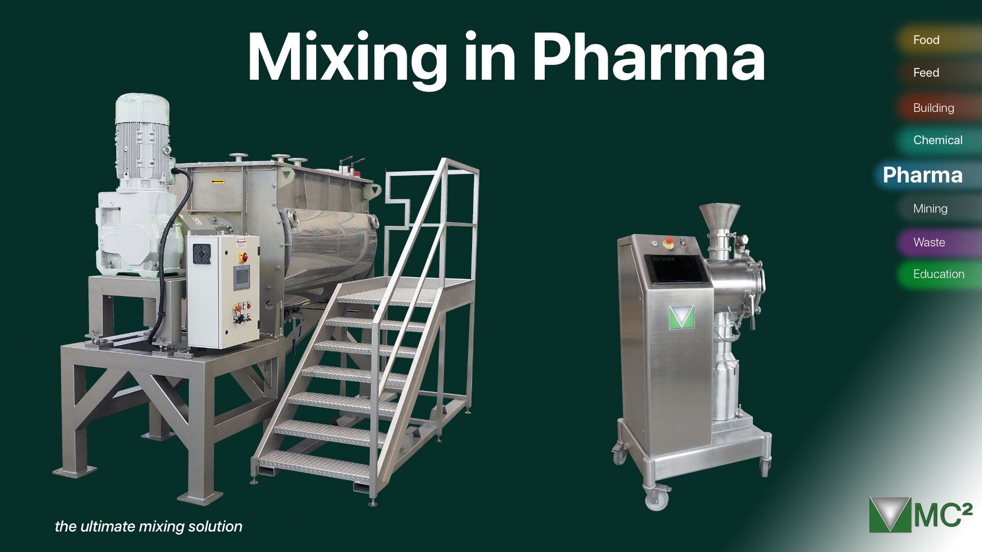 Mixing in Pharma: MC² industrial mixer and MetaMix laboratory mixer